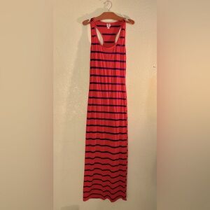 Long form fitting maxi dress. Red with navy stripes. Like new no damages.
